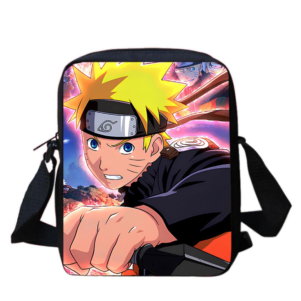 Детская сумка через плечо из аниме NARUTO, легкая и прочная, с регулируемым ремнем, надежная молния, для школы и повседневного использования, для мальчиков и девочек 6-10 лет