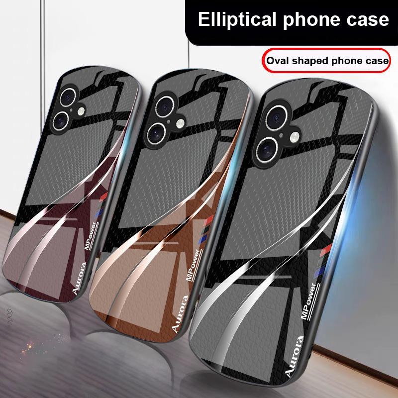 Текстура кожи высокого класса Для iPhone 17 16 15 14 13 Plus 12 mini 11 Pro Max XR Xs Max X 7 8 6S 22 20 Эллиптический стеклянный чехол для телефона