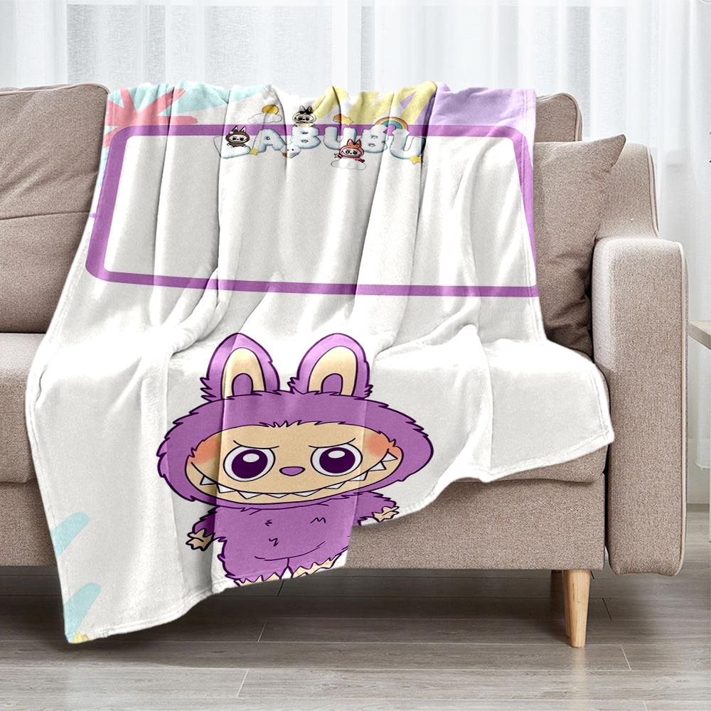 Labubu Theme Printed Blanket - Perfect for Couch, Bed, Travel & Outdoor Use | Machine Washable, Cozy & Durable.