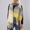 Color Matching Autumn and Winter Scarf, Korean Version of Color Plaid Fringed Shawl, Warm Scarf