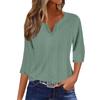 Женская модная футболка с V-образным вырезом и рукавом три четверти, повседневный однотонный топ