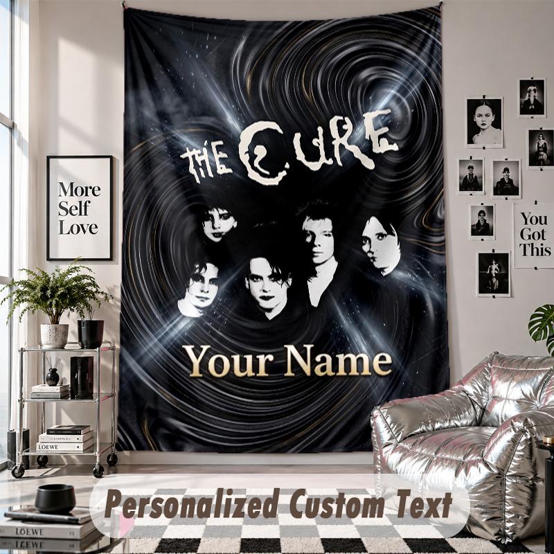 Wall Hanging Tapestry With Custom Name & Text, The Cure Decorative Tapestry For Bedroom
