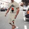 Summer Fashion Men's Suit Casual Beach Shorts Set 3D Print Stripe Short Sleeve T Shirt Round Neck 2 Piece Outfits Man Clothing