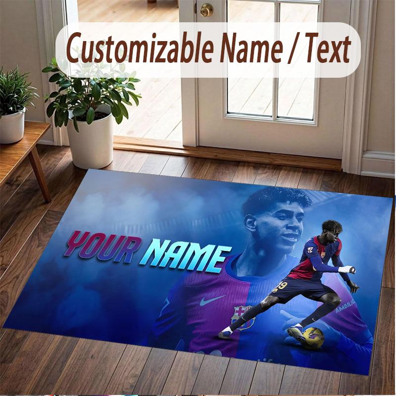 Custom Rug Lamine Yamal Pattern Print Name Text Soft Non‑Slip Floor Carpet for Home Indoor Decoration