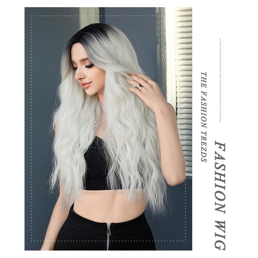 Женские волосы 68 см, искусственные волосы, белый парик, длинные волосы, длинные вьющиеся волосы, розовые волосы, сетчатый головной убор, полный головной убор, натуральный настоящий парик