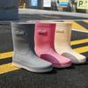 New Women's Medium Rain Boots Outdoor Waterproof Medium Tube Rain Shoes Lightweight Kitchen Work Waterproof Rubber Overshoes