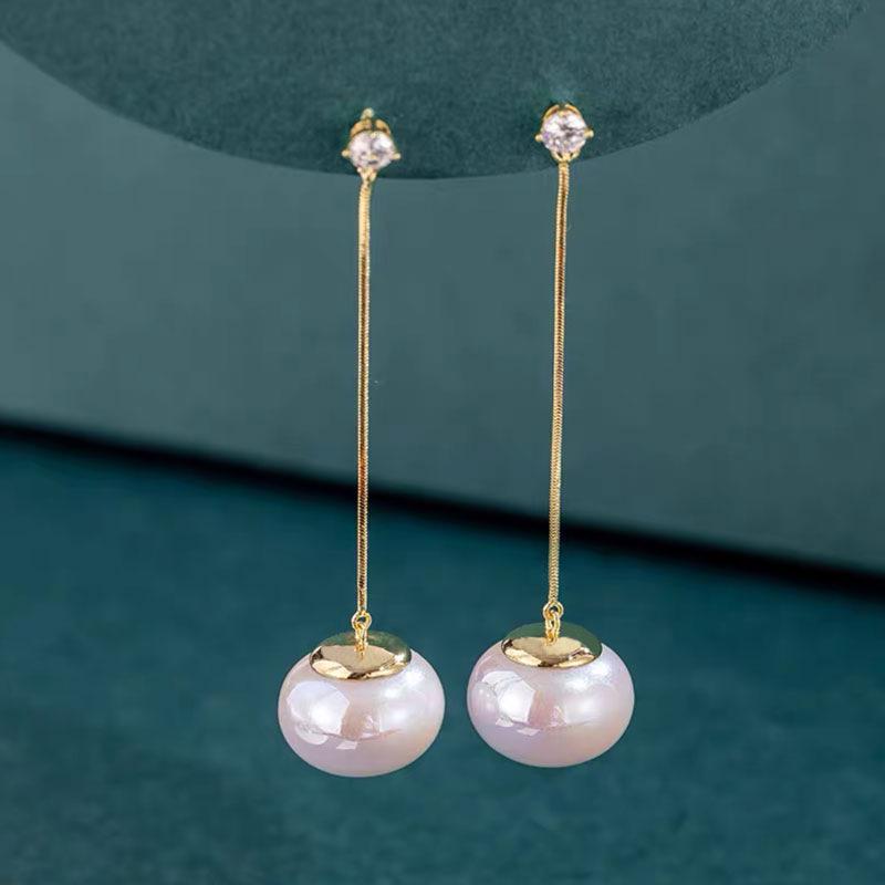 Korean S925 Sterling Silver Pearl Stud Earrings - Trendy and Elegant Design