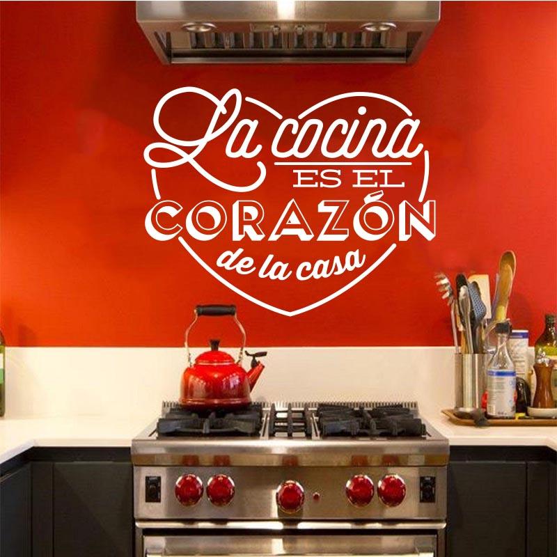 Настенные наклейки Испанская Cocina Сердце Виниловая настенная фреска Наклейка Наклейки на стену кухни Домашний декор Украшение дома Арт Обои Dw1051