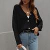 Women's Autumn And Winter Button Solid Color Knitted Cardigan Long Sleeve Sweater