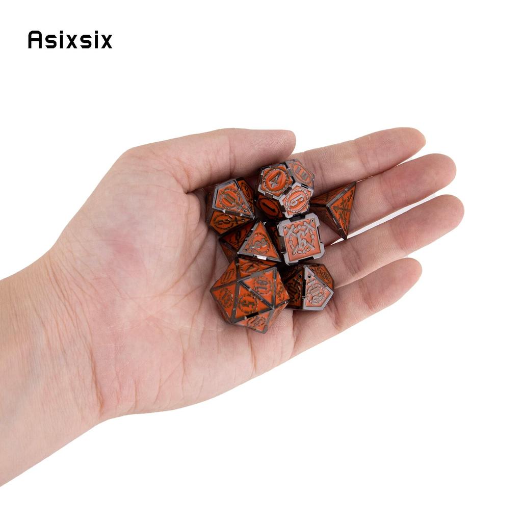 7 шт. оранжевые, серебряные двойные мечи, металлические кубики, набор твердых многогранных кубиков, подходящий для ролевой ролевой настольной игры