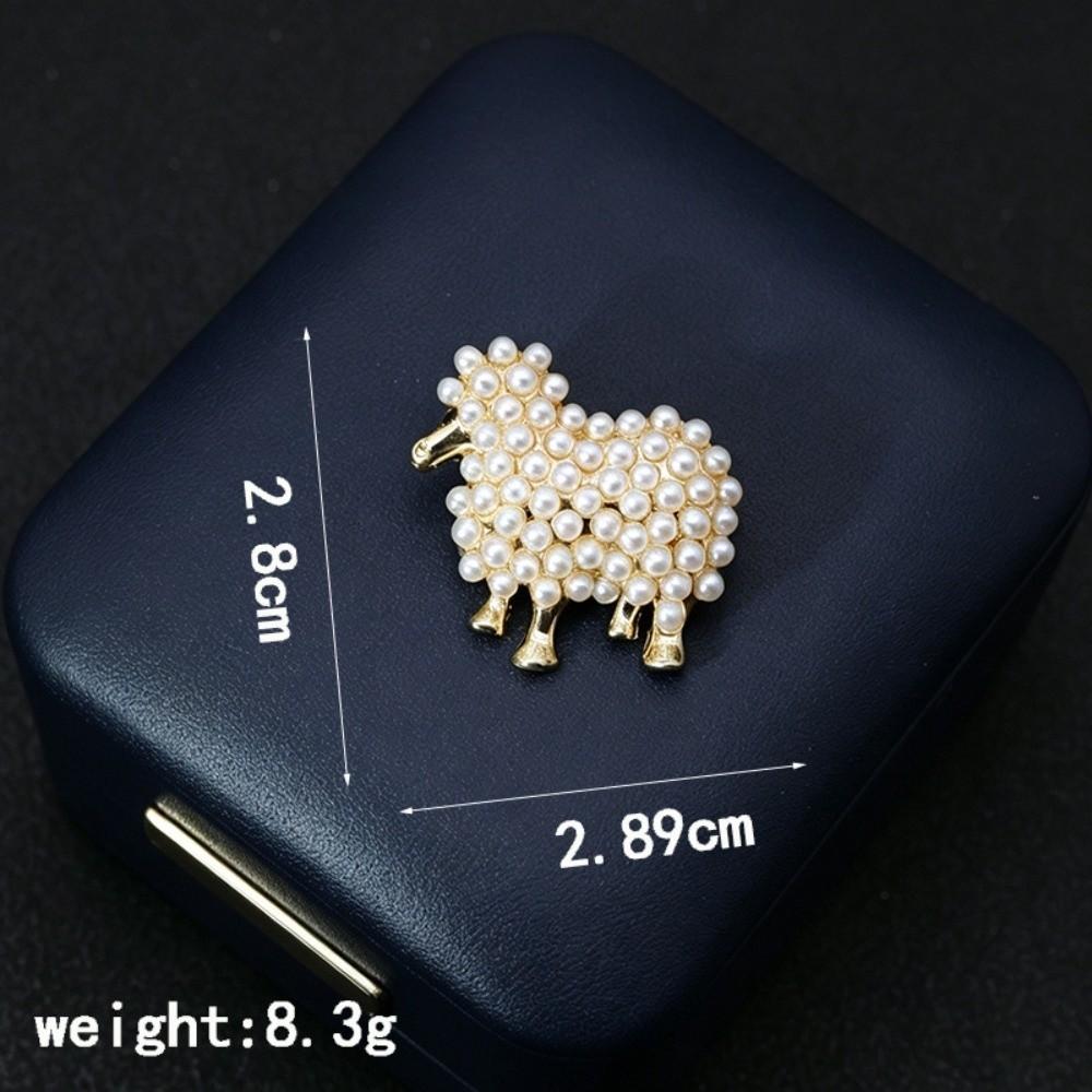 Shiny Rhinestone Sheep Brooch Faux Pearl Lapel Pin Gifts Cardigan Clip  Clothing Accessories