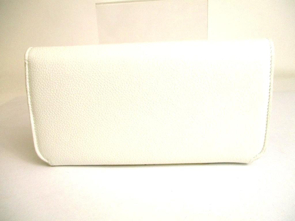 Authentic BALENCIAGA White Leather Women\'s Cash Thin Money Wallet #9690  Refurbished