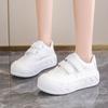Leisure Sneakers for Women PU Hook & Loop Flat Platform High Heels Round Toe Women Shoes Solid Leather Vulcanize Shoes Plus Size