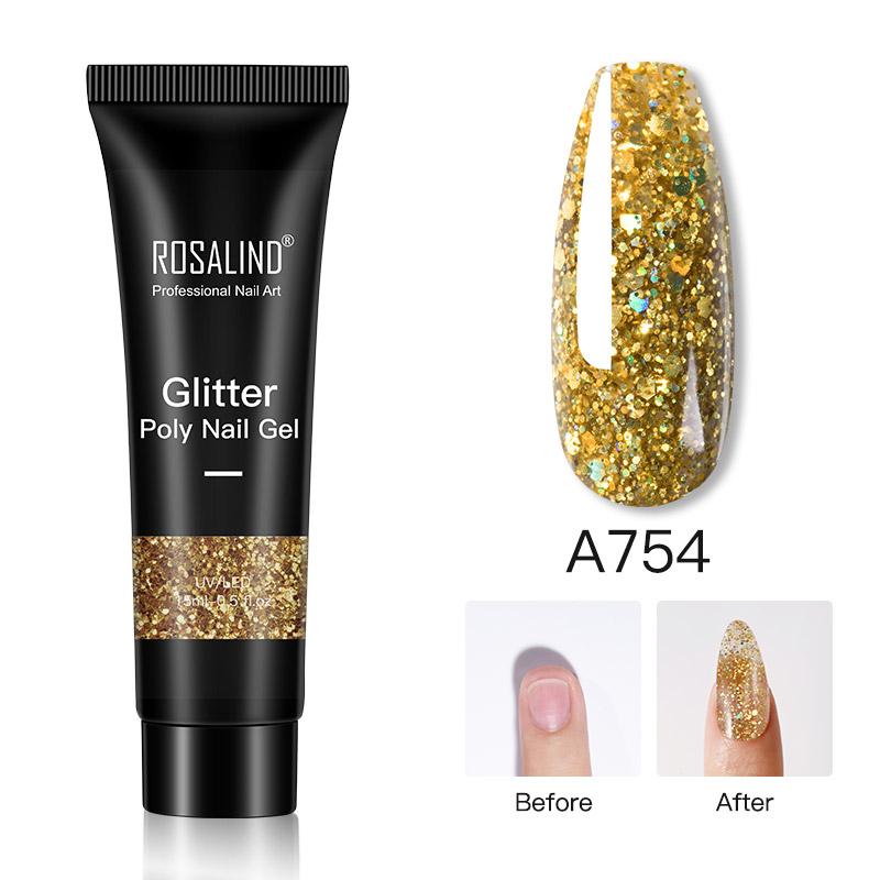 ROSALIND 15 мл блестящий УФ-гель для наращивания ногтей лак для ногтей быстрое наращивание полигель для ногтей для дизайна ногтей