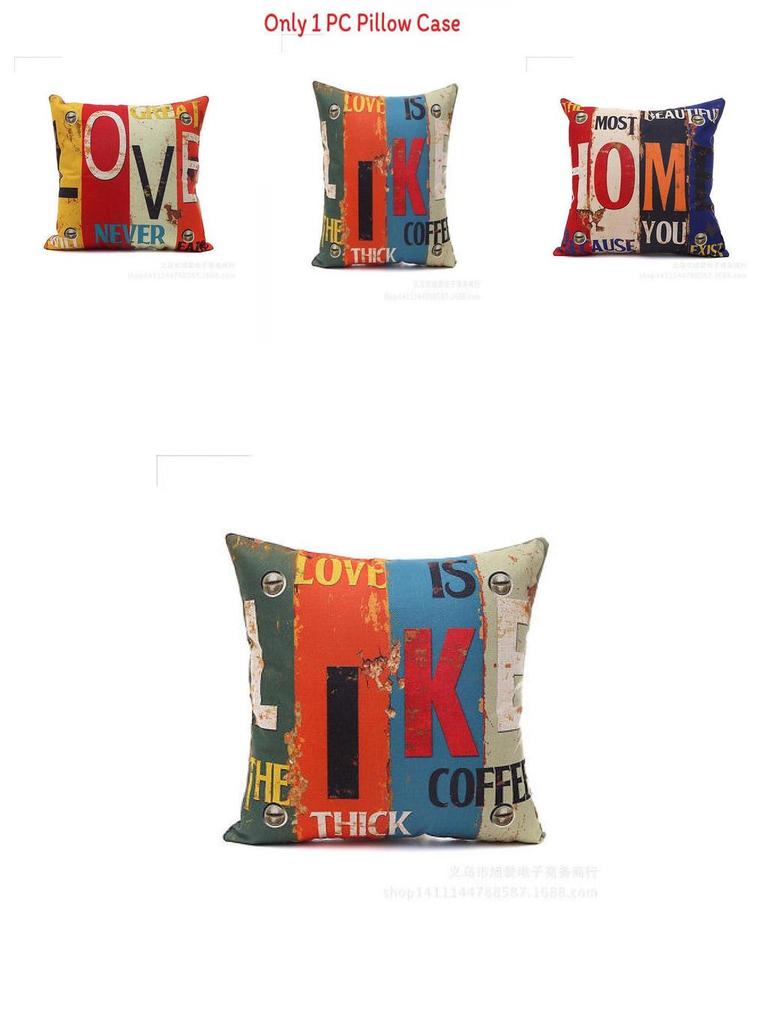 Премиальная наволочка квадратная хлопковая с принтом ретро-букв меланж для вневременной элегантности