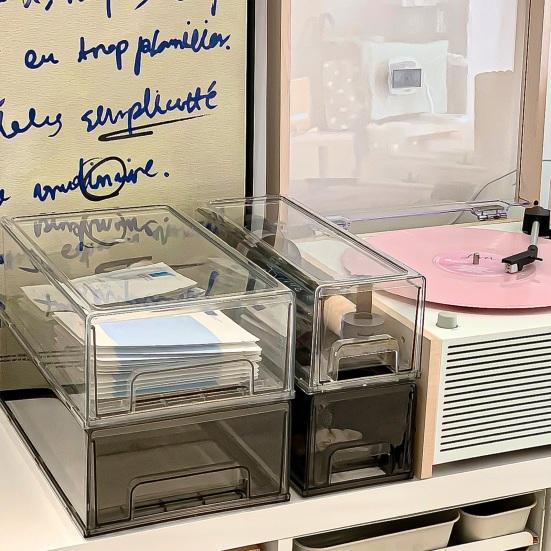 Face Masque Drawer Storage Box Clear PET Large Capacity Multifunctional Stationery Makeup Office Supplies Jewelry Accessories Organizer Container