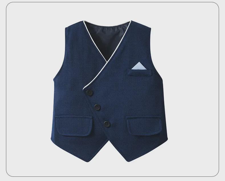 2024 Детский жилет с длинными рукавами, костюм-тройка для мальчиков на весну/осень