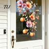 Waterproof Autumn Wall Art Fall Thanksgiving Static Window Clings, Pumpkin Maple Leaf Floral Glass Decorative Holiday Film Decals, Removable