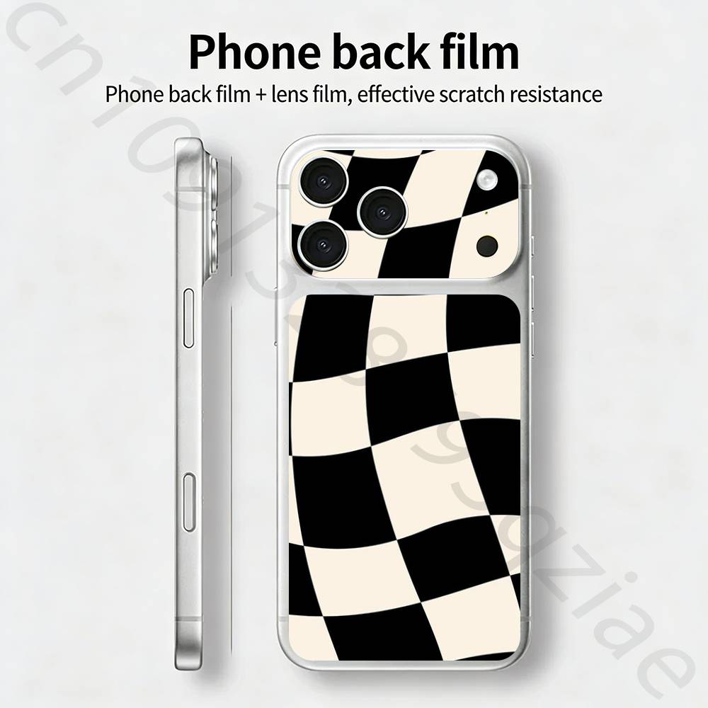 Клетчатый шахматный ТИКЕТ Наклейка Skin Wrap для iPhone 17 Pro/Pro max Защитная пленка для задней панели, рамки, камеры