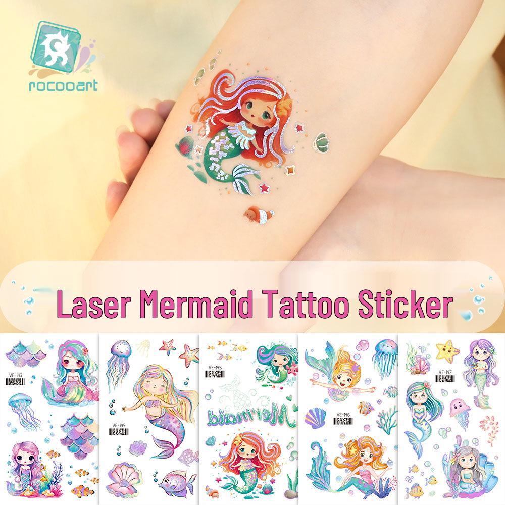 Waterproof Kids' Cartoon Tattoo Stickers: Princess, Butterfly & Mermaid Series