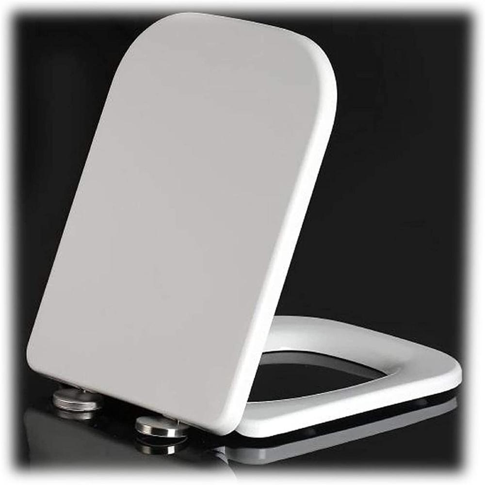 Square Toilet Seat Cover Rounded Square Shape Board Quick Release White Toilet Lid