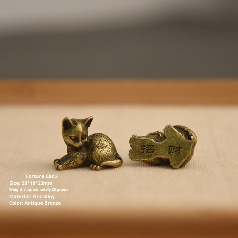 Cute Small Brass Cat Figurines 8 Distinct Styles Miniatures Desktop Ornaments for Bookshelf Decor Unique Christmas Gift Choice