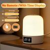 Touch Control LED Night Light with Clock Timer Remote Control USB Bedside Lamp Dimmable 3 Color Temperature Bedroom Sleep Lamp