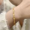 Gold-Plated Peach Blossom Flower Spacer Bead Bracelet for Girlfriend