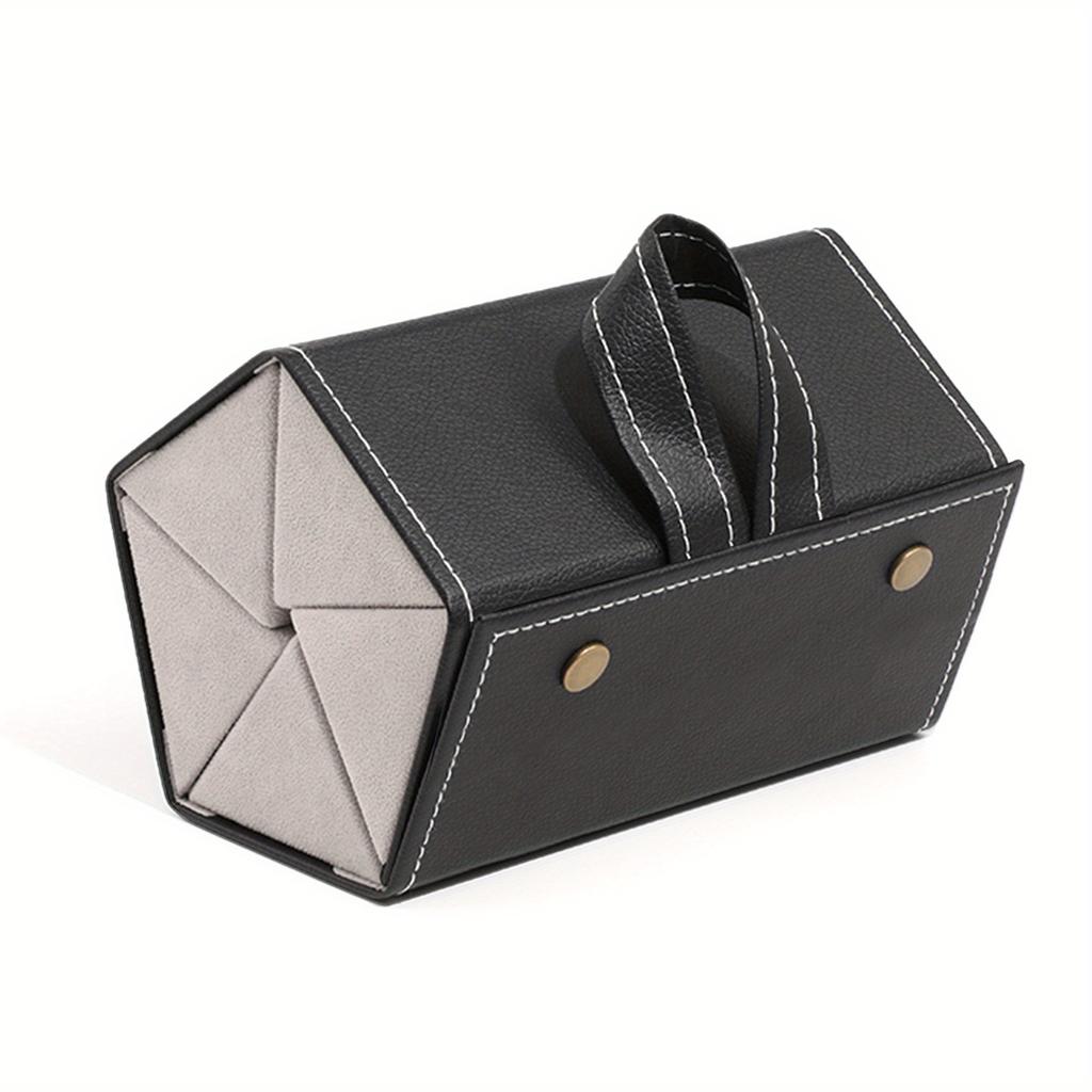 A Portable Folding Glasses Case with 5 Slots, Imitation Leather Travel Sunglasses Storage Case with Snap Closure