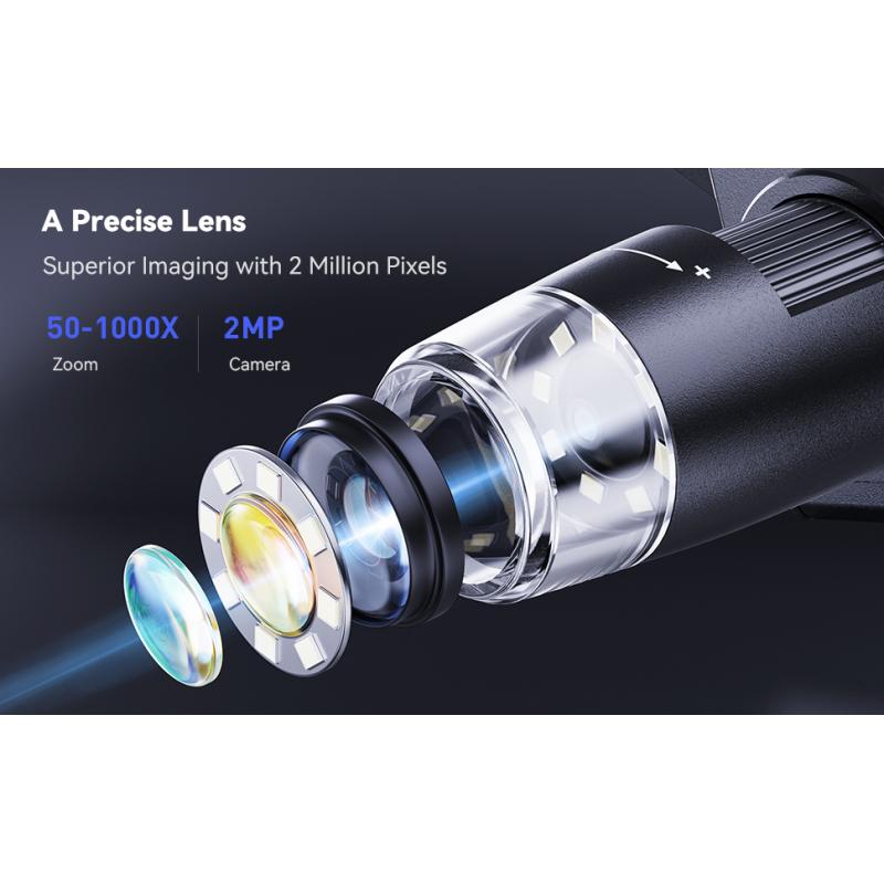 4,3-дюймовый цифровой микроскоп 1080P 50-1000x монетный микроскоп 2000 мАч паяльный микроскоп для ремонта электроники печатных плат ПК ноутбука