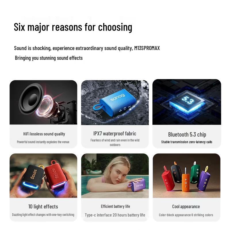 Портативная Bluetooth-колонка Sena M13SProMax с сабвуфером, штекер CN (адаптер в комплекте)