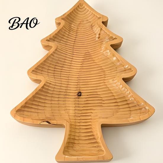 Handcrafted Nut Dish for Party Wooden Christmas Tree Serving Tray, Candy Dish, Xmas Tree?Shaped Snack Storage Solid Wood Tray Plate, Decorative