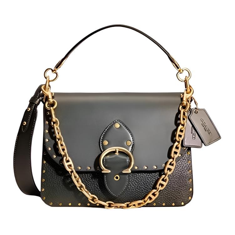 COACH Beat Cow Leather One Shoulder Handbag Medium Women's Amazon Green CE170-B4RFT
