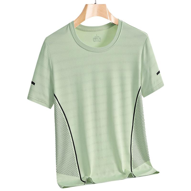 Мужская футболка с короткими рукавами, летняя Свободная одежда с круглым вырезом для бега на открытом воздухе, повседневный топ, спортивный фитнес-сетка, дышащая, быстросохнущая одежда