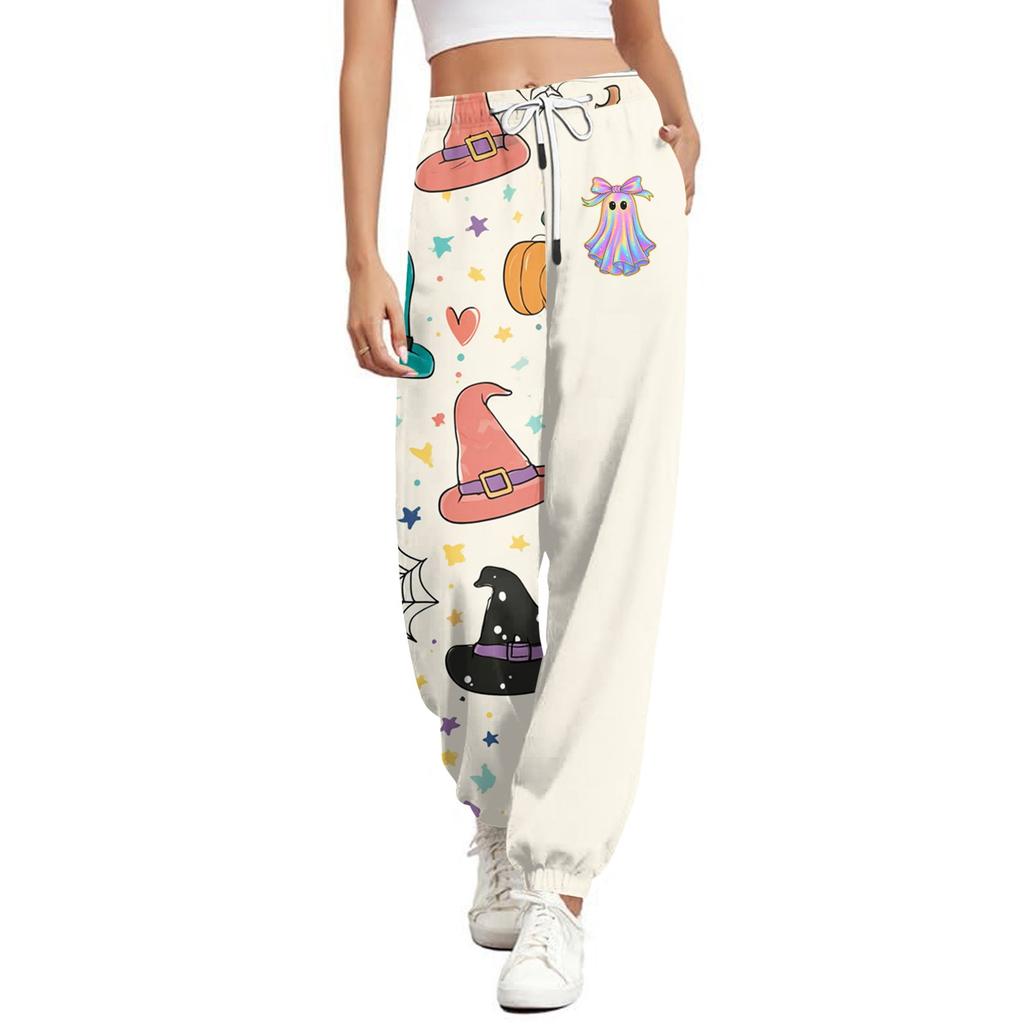 Женские повседневные модные спортивные штаны с принтом на Хэллоуин, повседневные брюки