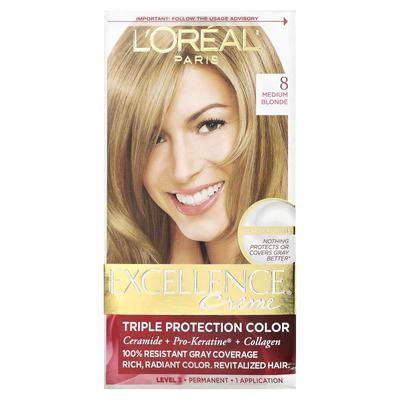 L'Oréal, Excellence Cream, цвет тройной защиты, средне-русый, 8 упаковок, 1 применение