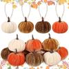 12 Pcs Artificial Velvet Pumpkins Small Foam Faux Flocked Pumpkin Tabletop Centerpiece for Fall Thanksgiving Halloween Harvest Home Table Decor