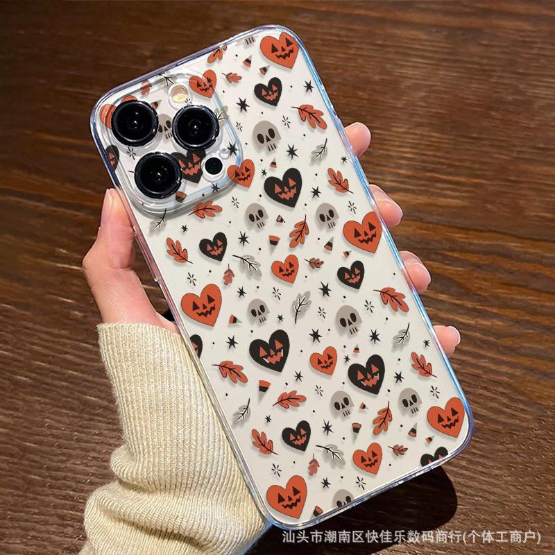 Чехол для мобильного телефона iPhone 15 Pro с рисунком «Череп, привидение, яблоко» подделка 14/13/12/11 прозрачный мягкий чехол