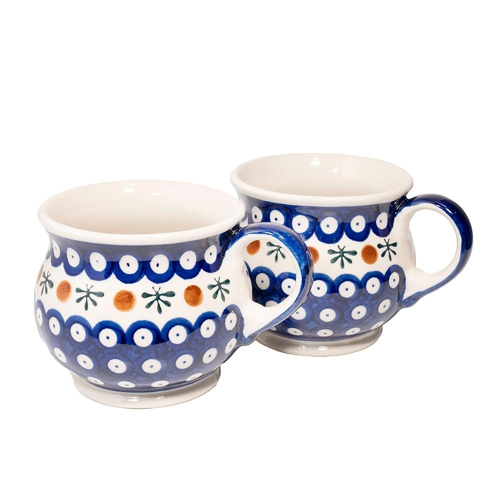Ceramics Bolesławiec (AC) coffee and tea set, k2 pattern, with barrels