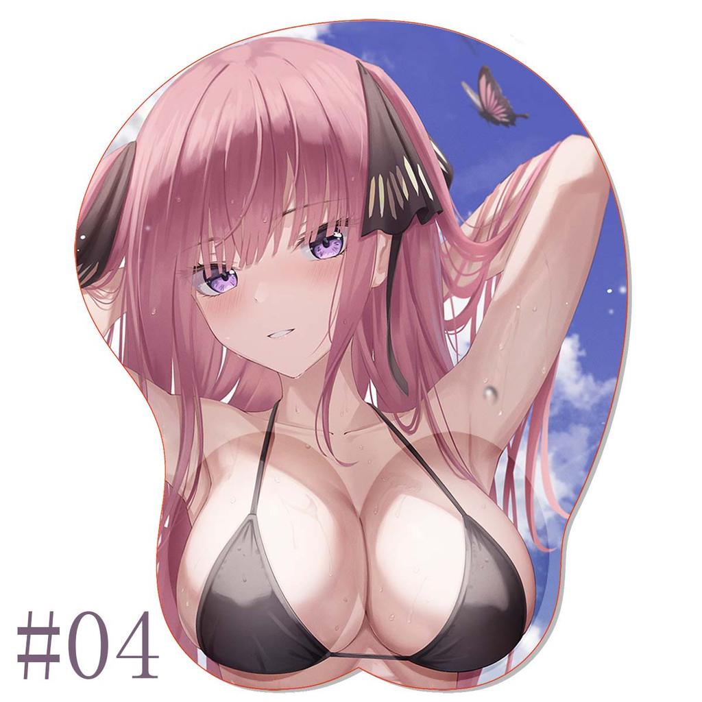 3D коврик для мыши Пять сестер Стерео коврик для мыши Oppai Грудь Rias Gremory Nakano Nino Аниме Силиконовая подставка под запястье Пакет коврик для игровой мыши