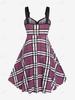 Rosegal Плюс размер Клетчатое платье на шнуровке на молнии с пряжками в форме сердца Платье-комбинация