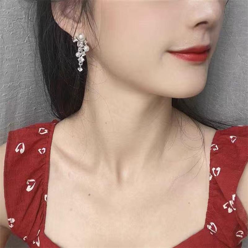 Серьги-цветы из циркония для женщин без пирсинга, роскошные серьги с имитацией жемчуга