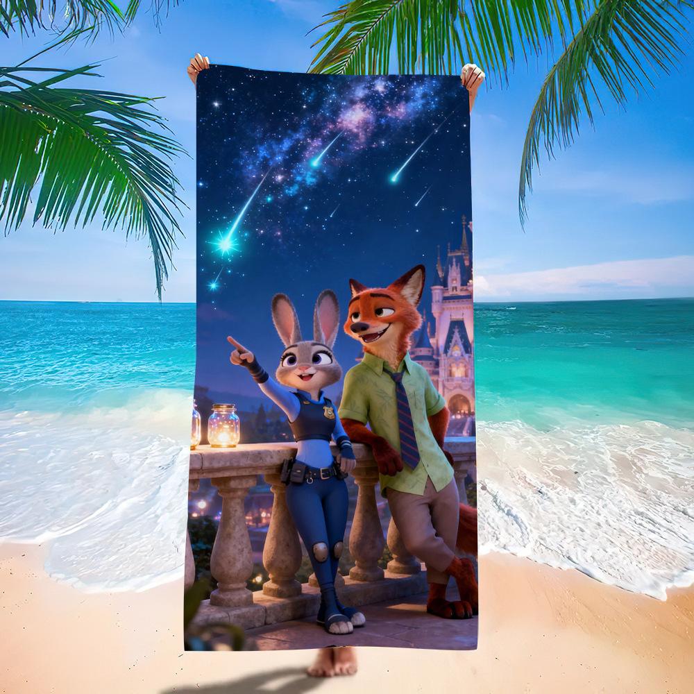 Zootopia Beach Towel Microfiber Bath Towel Kids Cartoon Week Judy Nick Quick Dry Towel
