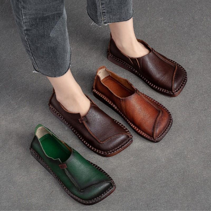 Модные женские лоферы GKTINOO Весна Натуральная кожа Комфортные Плоские Туфли для мамы Обувь слипоны Модная женская обувь Zapatos De Mujer