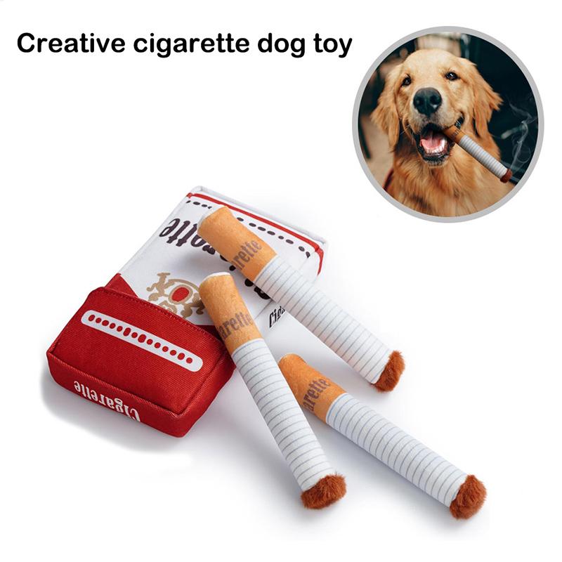 Creative Cigarette Interactive Giggles Dog Toys Funny Interactive Plush Dog Toys Funny Plush Chewing Toy Cigaret Box Pet Gifts