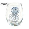Stylish Nautical Themed Cup Marine Animal Theme Clear Glass Tumbler, Handcrafted Painted Glassware, Elegant Celebration Gift Creative Unique Drinking