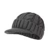 Plush Men Peaked Cap Thermal Winter Men Hat Simple Woolen Knitted Hat  Winter