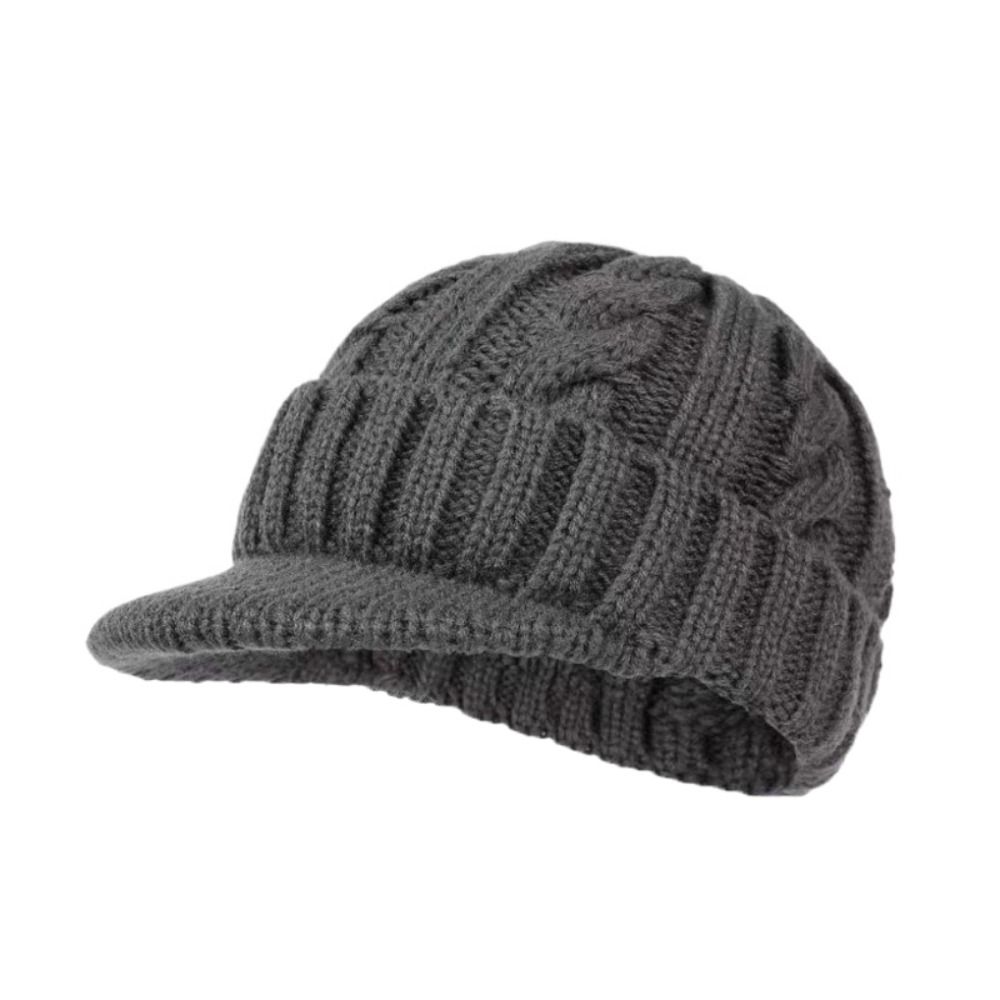 Plush Men Peaked Cap Thermal Winter Men Hat Simple Woolen Knitted Hat Winter