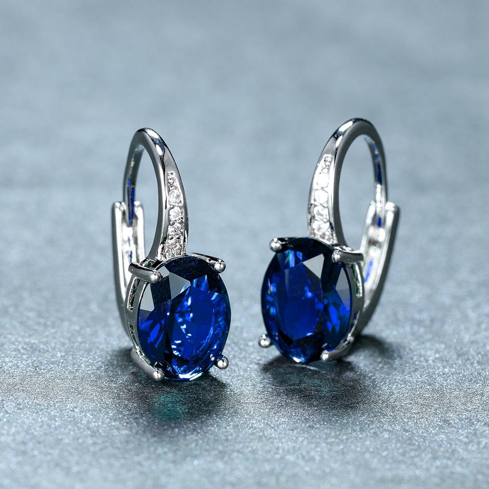 Модные серьги-крючки овальной огранки цвета морской волны, белые, синие, фиолетовые, зеленые, красные, с кристаллами, серьги-крючки с камнем, висячие серьги с CZ