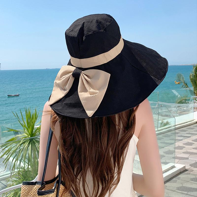 Рыбацкая шляпа с большими полями, летняя уличная шляпа от солнца с бантом, туристическая шляпа от солнца, женская пляжная шляпа-ведро
